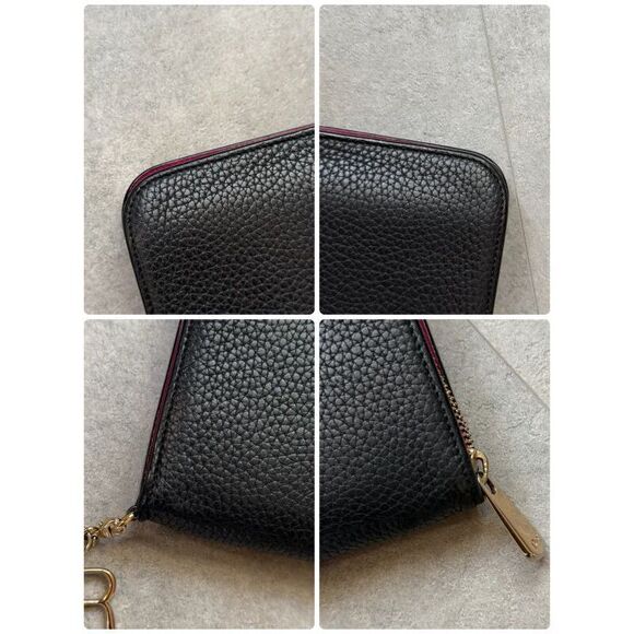 Christian Diorissimo Round Zipper Long Wallet Round Zip Logo Charm Black Pink - Picture 8 of 9